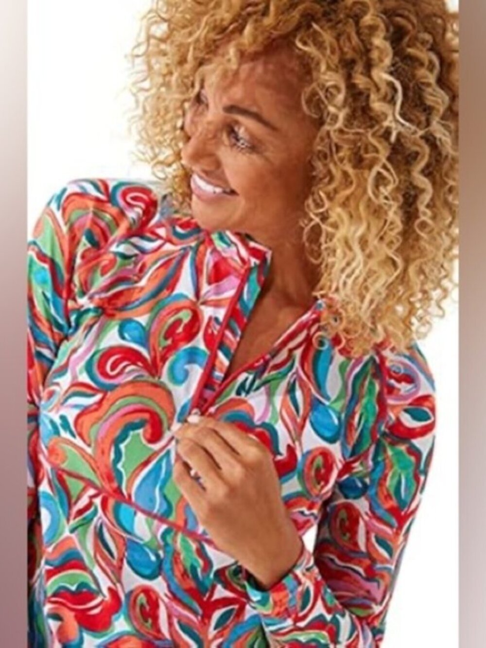 Coolibar Hokulani Ruche Swim Shirt with UPF 50+ Sun Protection Size Med